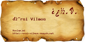 Örsi Vilmos névjegykártya